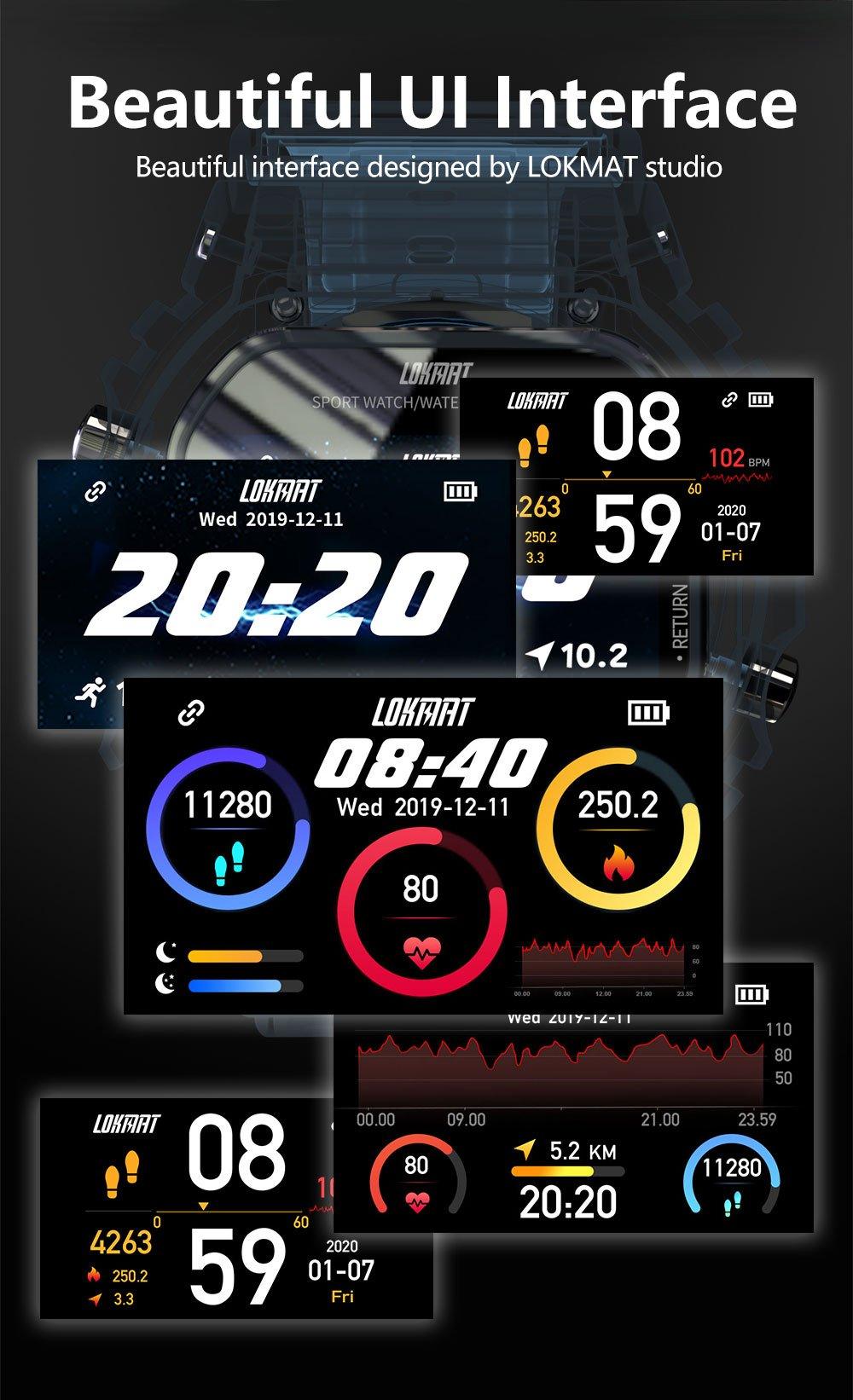 Unisex Smart Sports Watch with Heart Rate & Blood Pressure Monitor