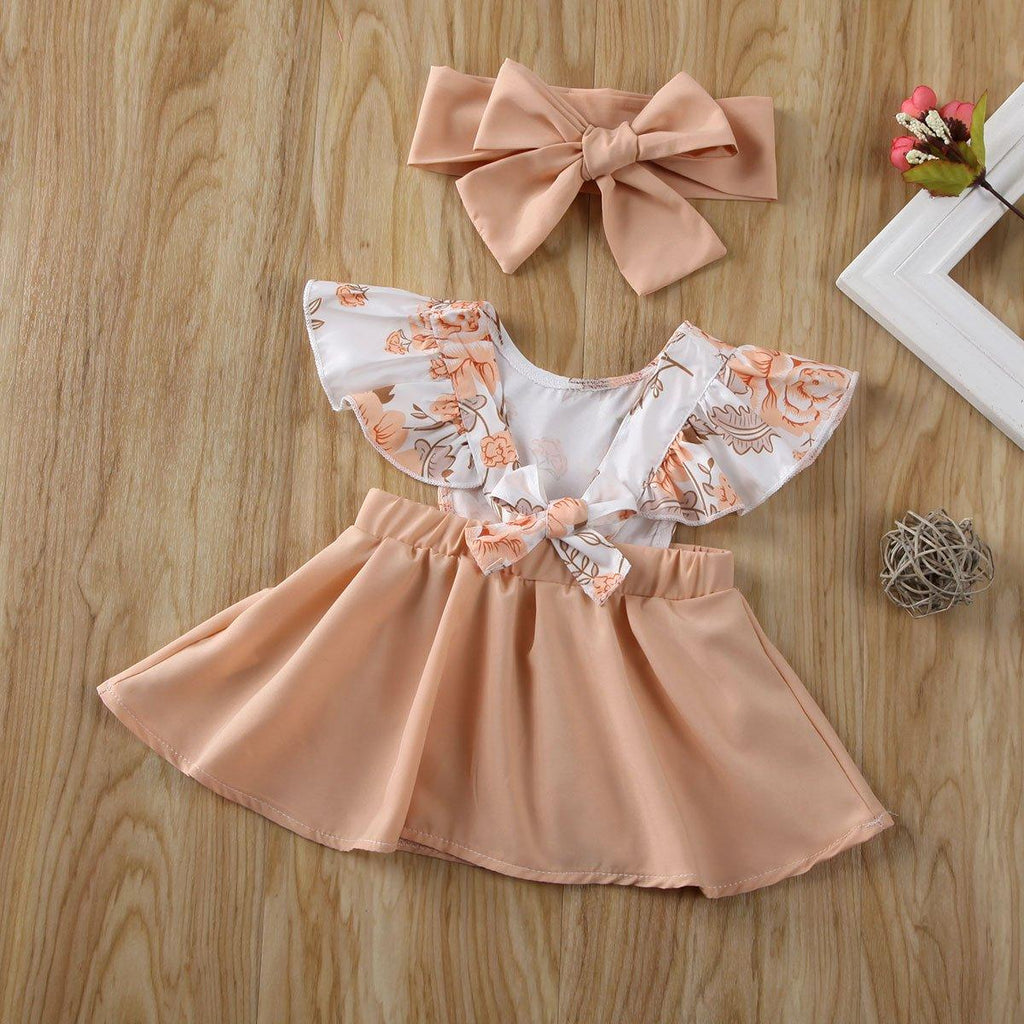 Floral Ruffle Princess Sundress with Big Bow for Baby Girls