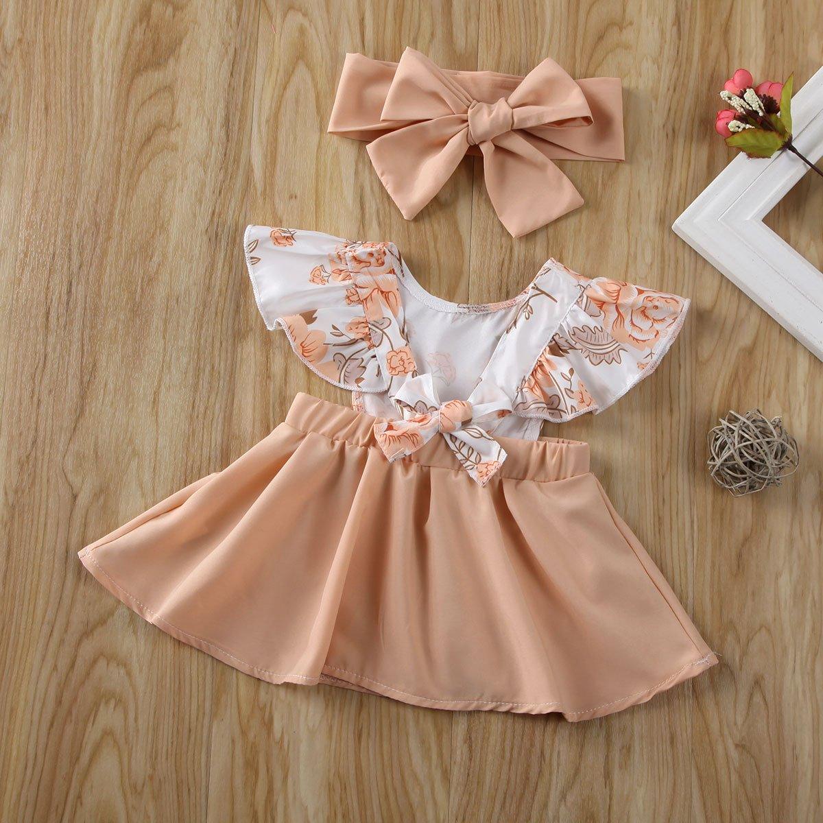 Floral Ruffle Princess Sundress with Big Bow for Baby Girls