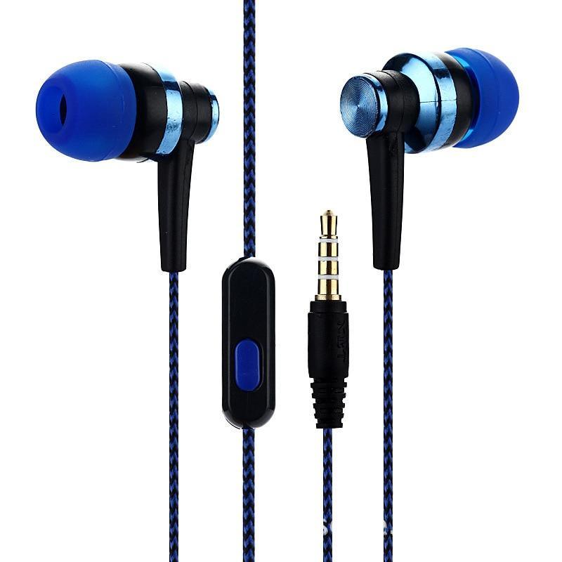 Wired In-Ear Stereo Headphones with Braided Cord, Green, Black, Red
