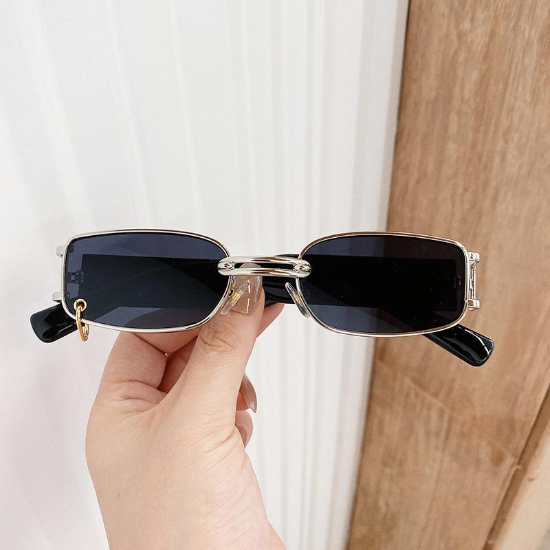 Small Rectangle Sunglasses – Retro Punk Style Rimless Shades