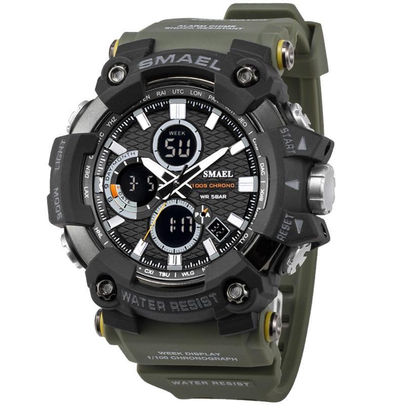 Men's Waterproof Military Sports Digital Watch - Black & Orange