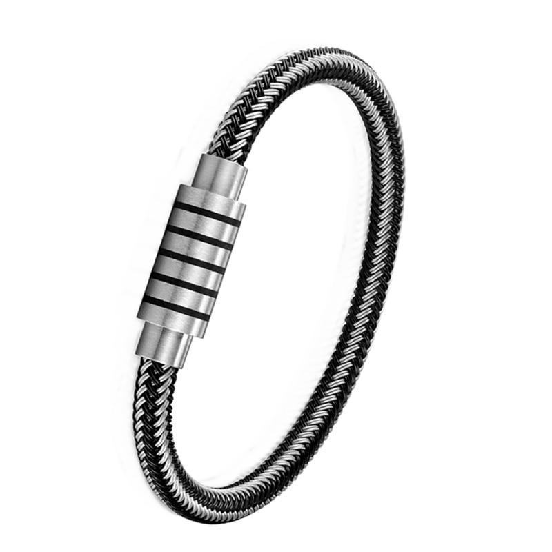 Stainless Steel Anchor Leather Bracelet for Men