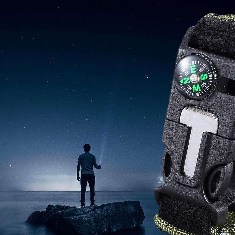 6-in-1 Military Survival Watch with Compass Whistle & Paracord