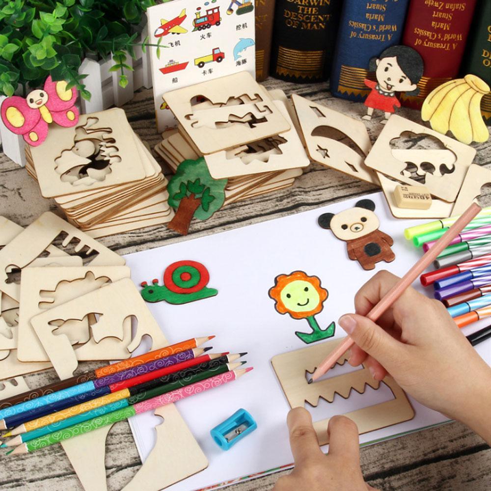 100-piece natural wood educational drawing and coloring kit for kids