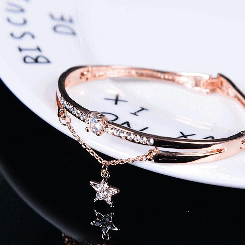 Rose Gold Forever Love Heart Charm Bracelet for Women