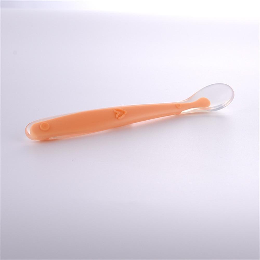 Soft Silicone Candy Color Baby Spoon for Self-Feeding Training