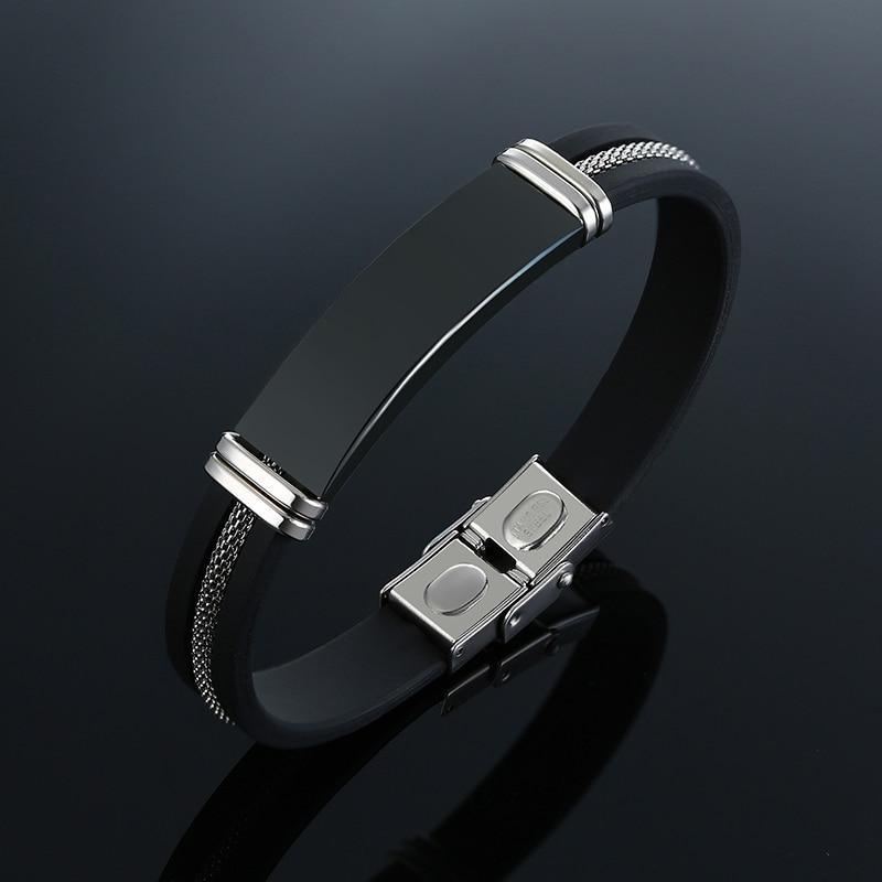 Men's Stainless Steel Rudder Bracelet with Silicone Mesh Link