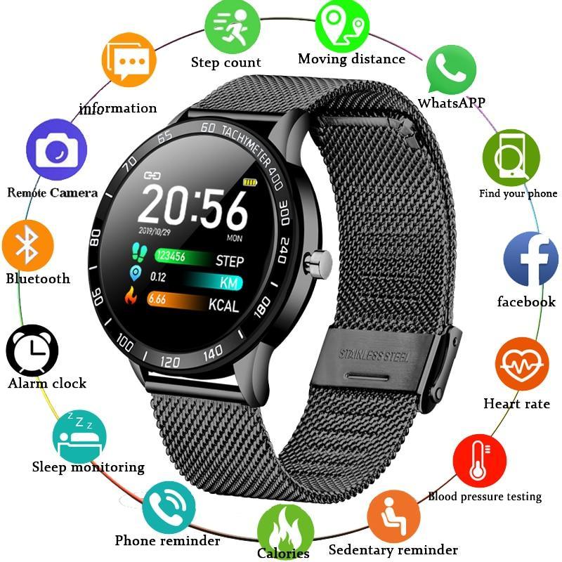 Luxury modern smartwatch with color LED screen and fitness tracker