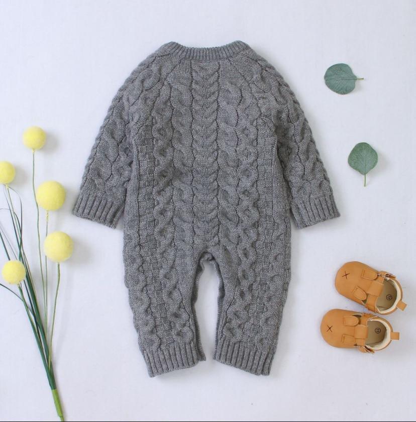 Handmade Knitted Long Sleeve Baby Romper Heritage Style
