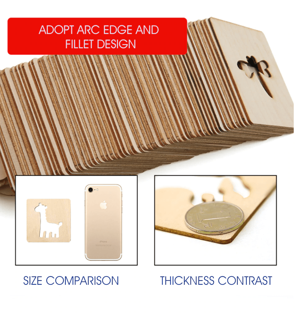 100Pc Creative Natural Wood Drawing & Doodle Learning Set