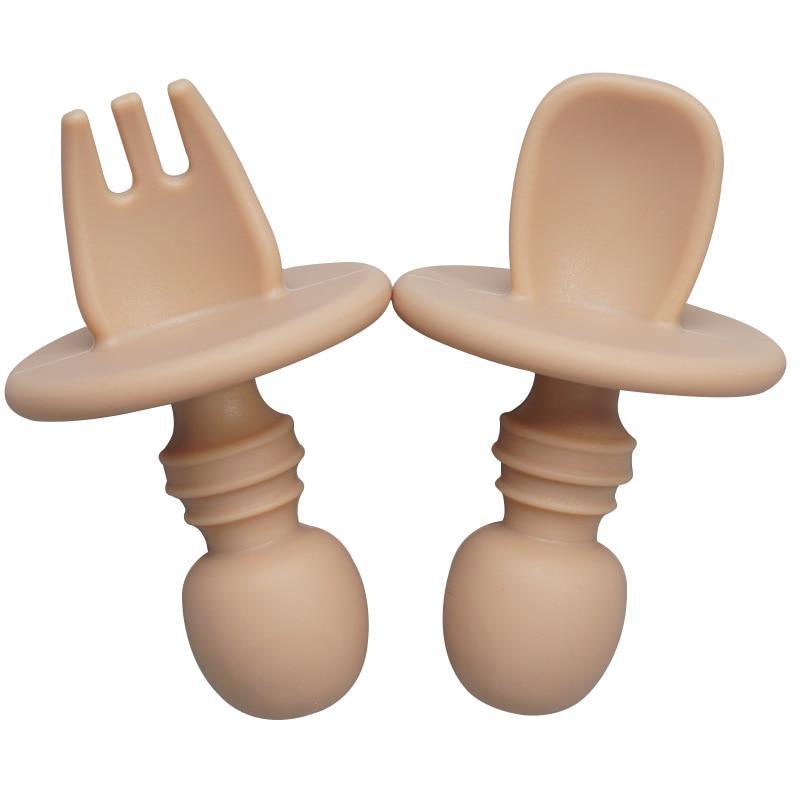 Baby Silicone Spoon and Fork Set – Ergonomic Self-Feeding Utensils