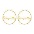 Sipuris Stainless Steel Personalized Customize Name Hoop Earrings Jewelry For Women Girls Circle Earring Fashion 30-60 MM