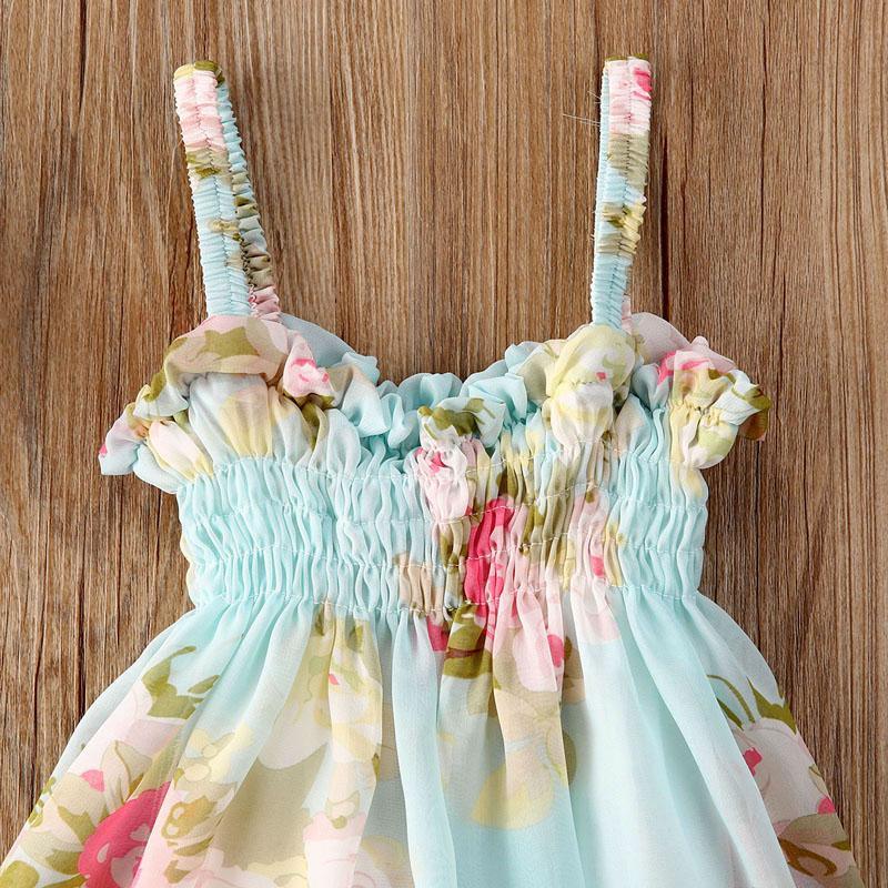 Bohemian Floral Chiffon Sleeveless Dress for Toddler Girls