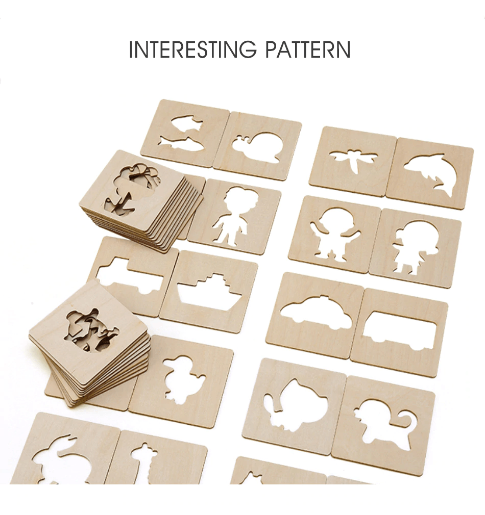 100Pc Creative Natural Wood Drawing & Doodle Learning Set