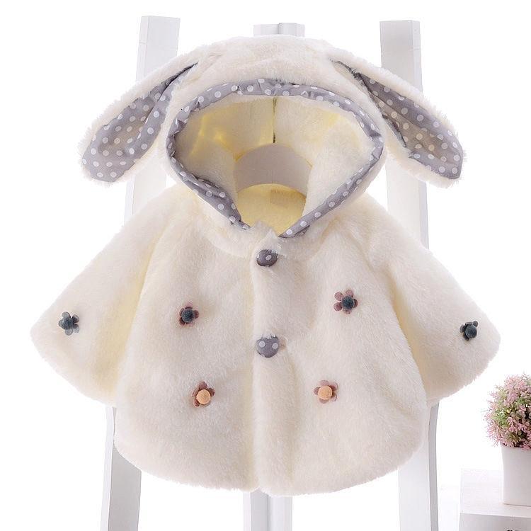 Baby Toddler Faux Fur Winter Coat with Rabbit Ear Hood