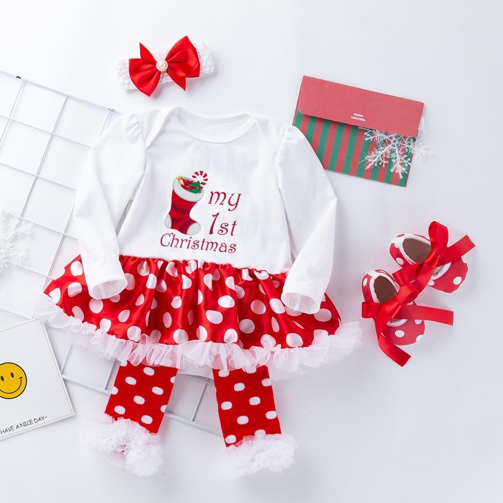 Baby Girl My 1st Christmas Tutu Dress Set with Headband and Shoes