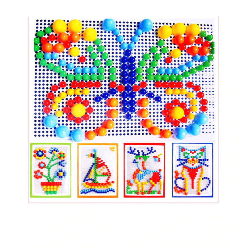 296pc Mushroom Nail 3D Pegboard Puzzle Educational Toy for Kids