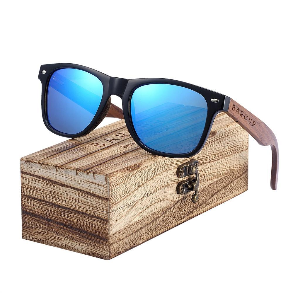 Elegant minimalist polarized sunglasses by BARCUR in black and brown frames