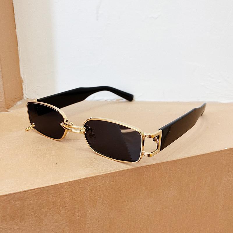 Small Rectangle Sunglasses – Retro Punk Style Rimless Shades