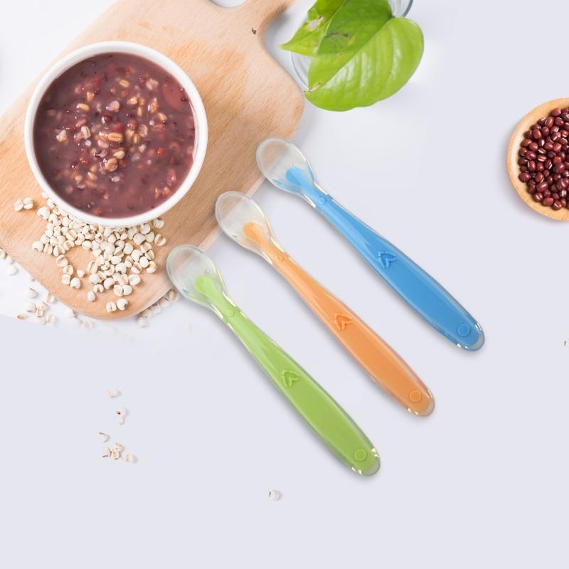 Baby Silicone Feeding Spoon with Temperature Sensing Pastel Colors