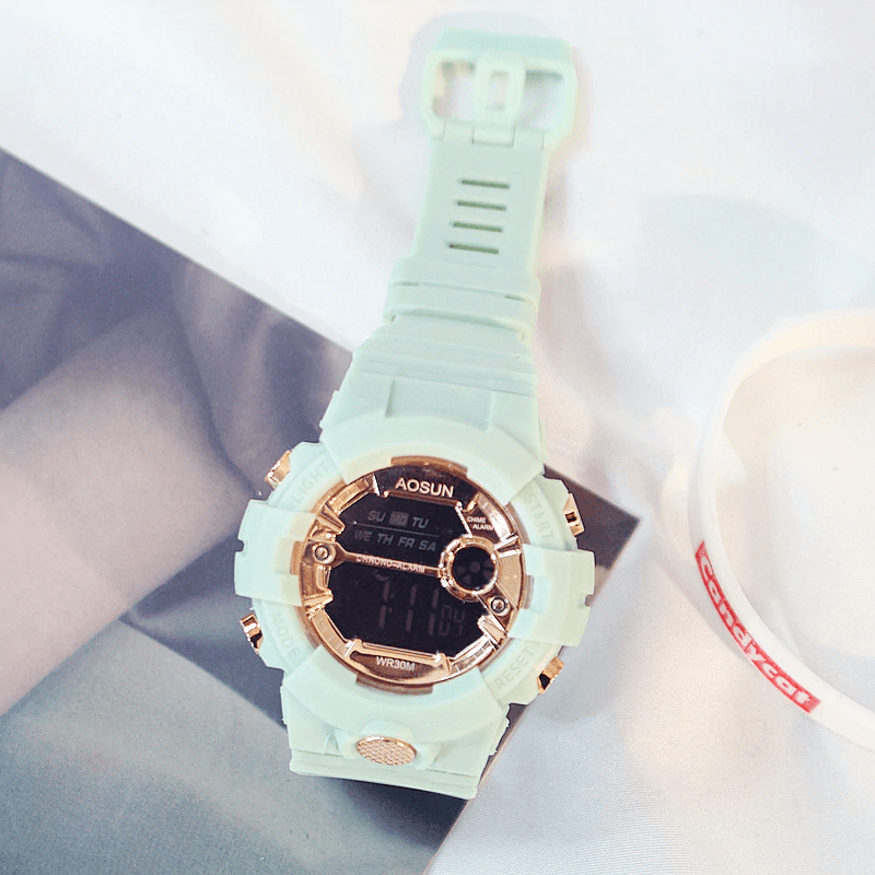 Unisex Digital Sports Watch with LED Colorful Mode and Chrono