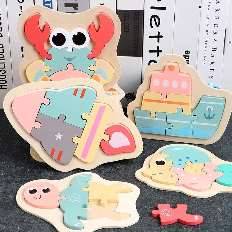 Colorful Animal Wooden Puzzle for Toddlers 2-4 Years Educational Toy