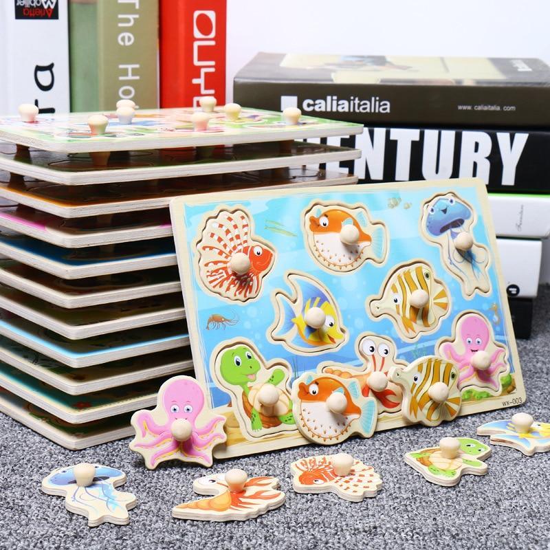 Wooden Montessori Grab Board Puzzle for Early Learning & Play