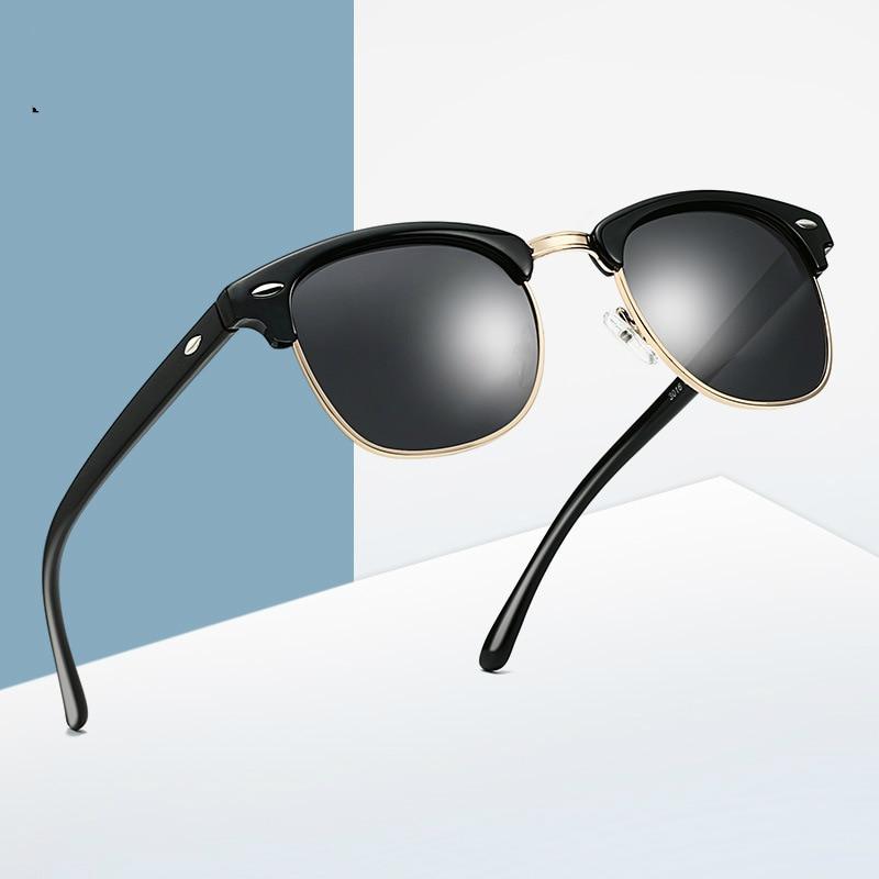 Unisex Semi-Rimless Polarized Sunglasses Vintage Inspired UV400