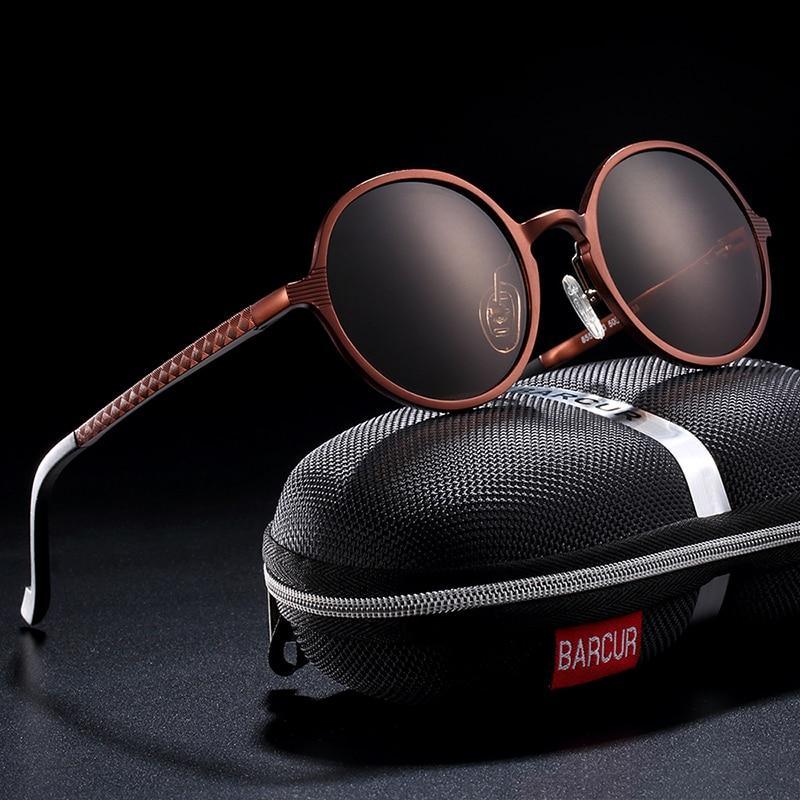 Round retro sunglasses with metal spring hinges