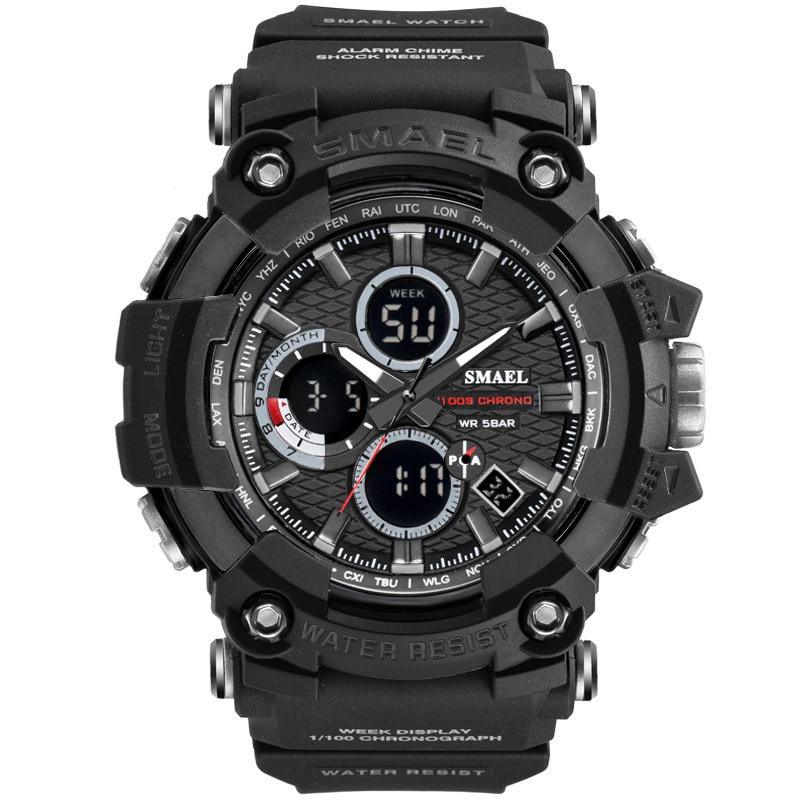 Men's Military Sports Quartz Watch 50M Waterproof Digital Black