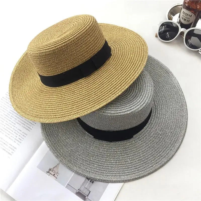 Women’s Straw Fedora with Metallic Bee Accent