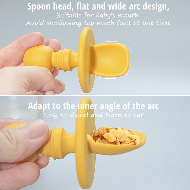 Baby Silicone Spoon and Fork Set – Ergonomic Self-Feeding Utensils