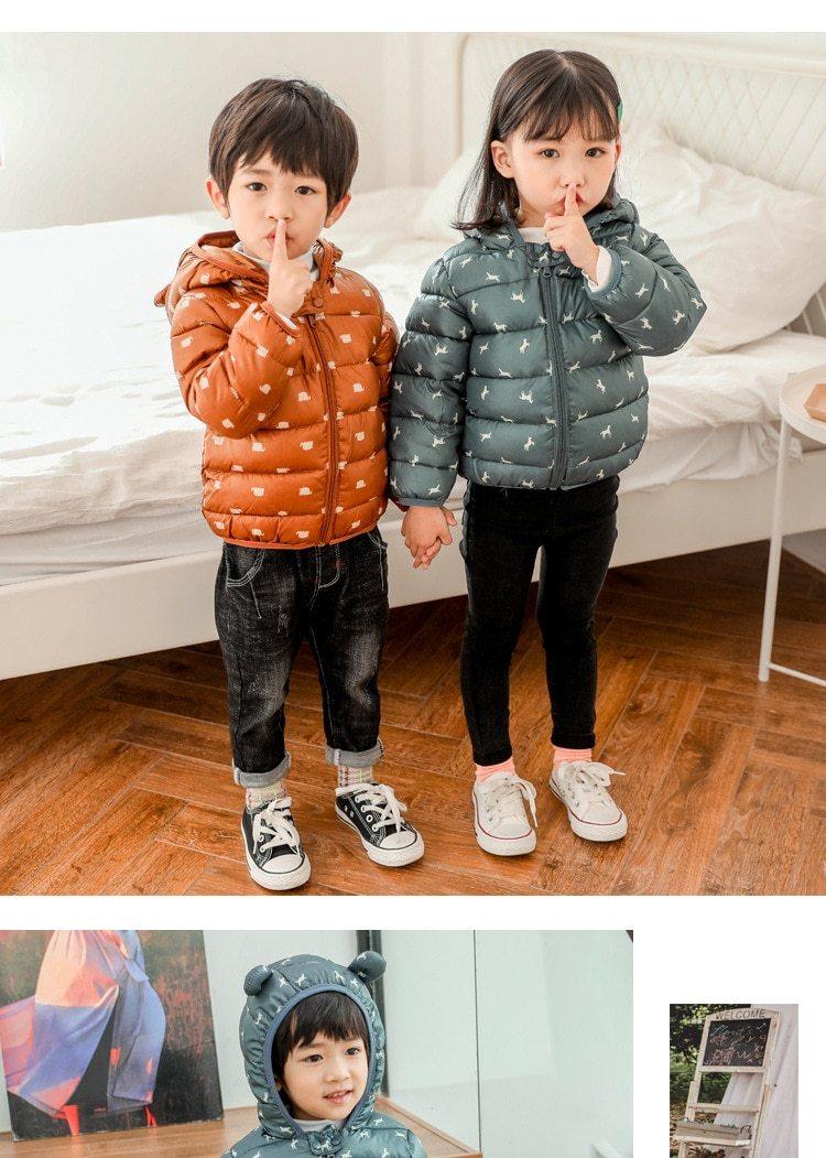 Warm Hooded Animal Print Winter Jacket for Kids