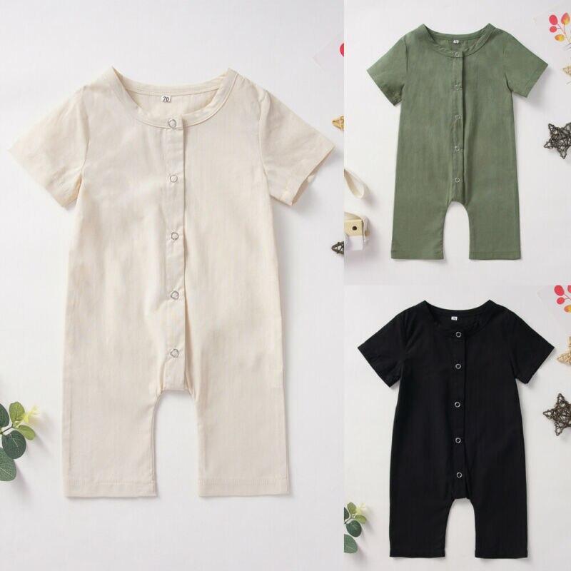 Adorable Sleeveless Cotton Button Romper for Baby Girls and Boys