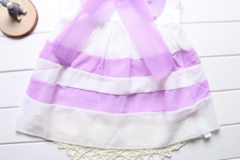 Baby Girl Sleeveless Purple Stripe Chiffon Tutu Sundress