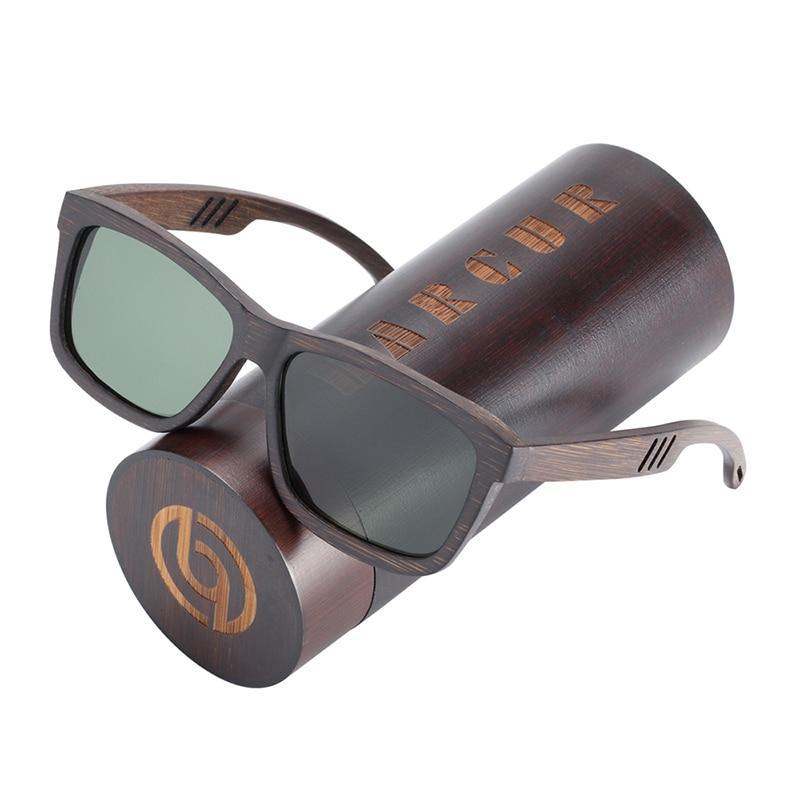 Elegant Square Bamboo Wood Sunglasses Polarized UV400 Vintage Style