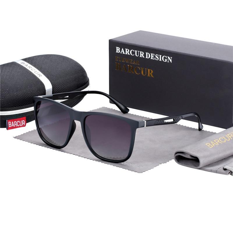 Polarized Square Titanium Sunglasses with Mirror Gradient Lens