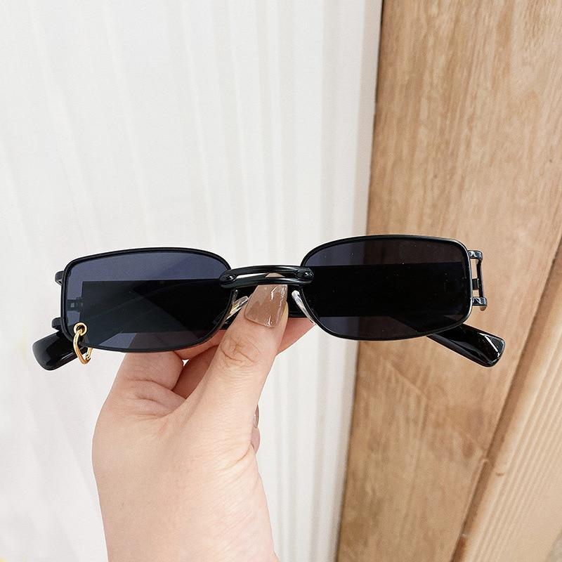 Small Rectangle Sunglasses – Retro Punk Style Rimless Shades