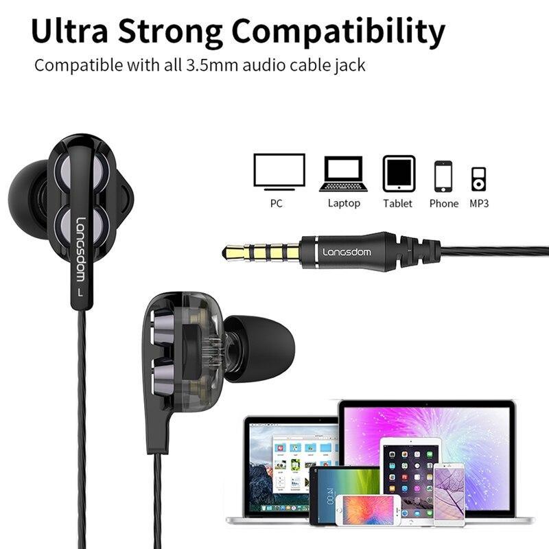 Dual Driver Wired Type-C Earphones with Mic - Black/White