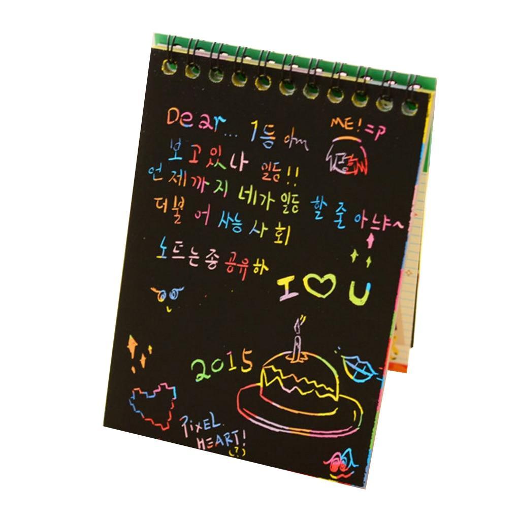 Rainbow Scratch Note Sketchbook - Black Matte Creative Drawing Pad