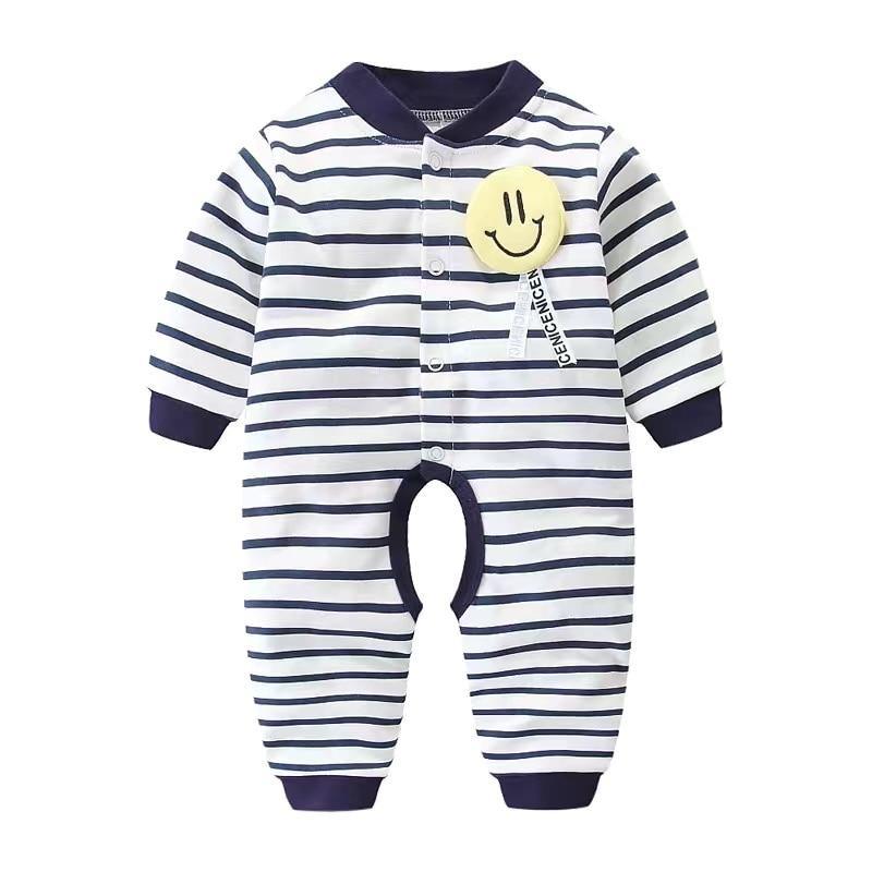 Unisex Newborn Cotton Sleeper Pajamas in Classic Navy and White