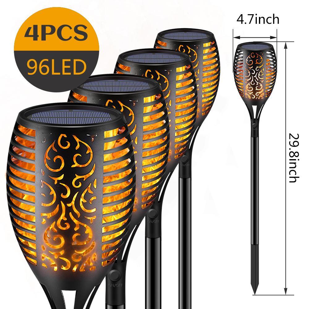 96 LED Solar Flame Torch Lights – Modern Flickering Garden Lamp