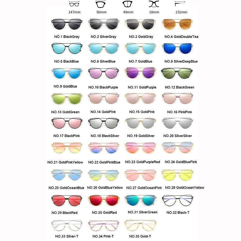 Vintage Cat Eye Sunglasses for Women Retro Metal Mirror Lenses