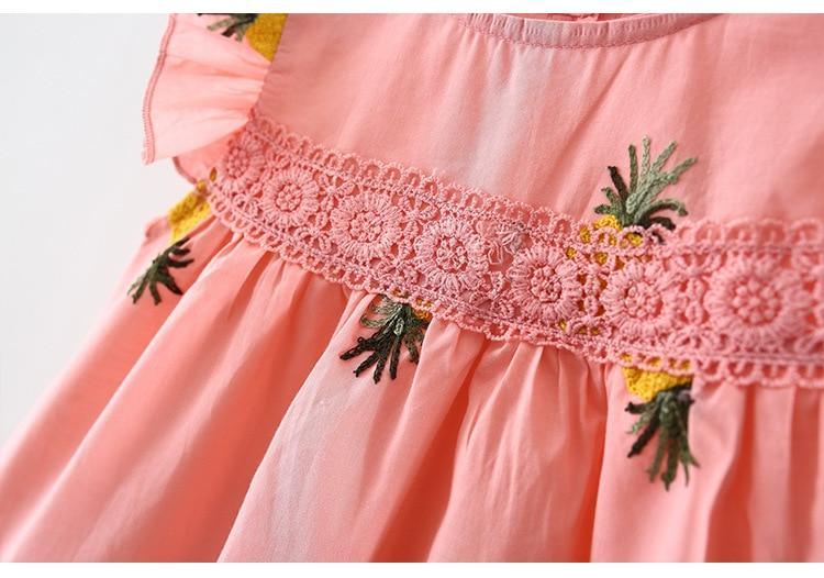 Summer Pineapple Print Baby Girl Frill Sleeve Cotton A-Line Dress