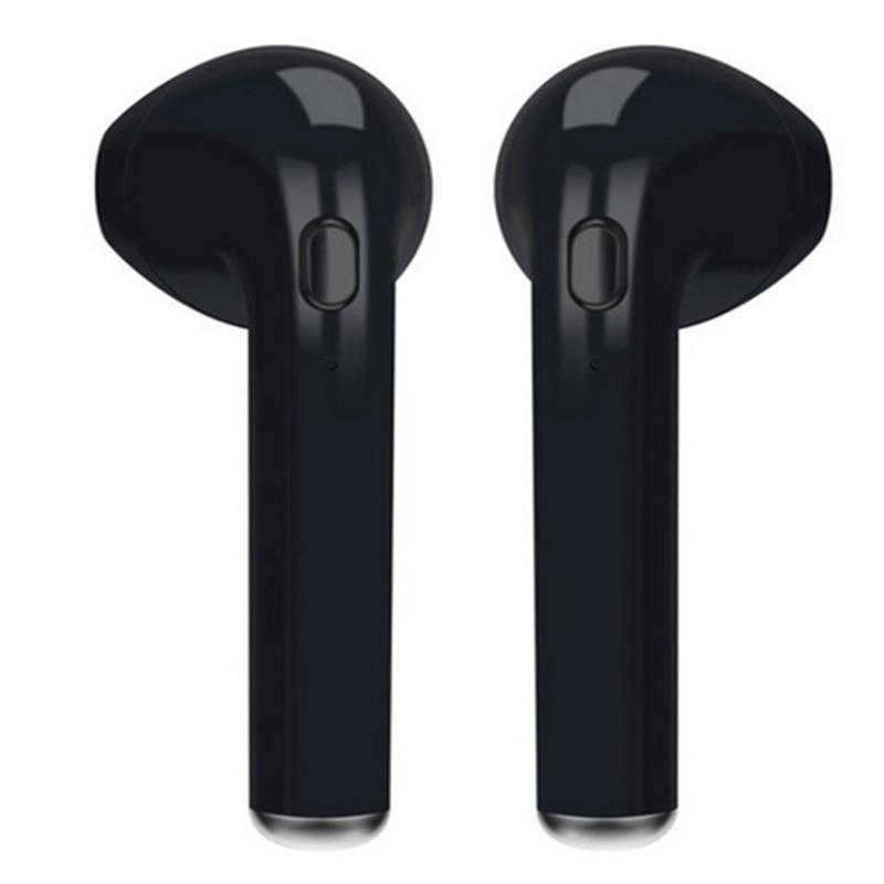 Miniature in-ear wireless Bluetooth earbuds in black and white