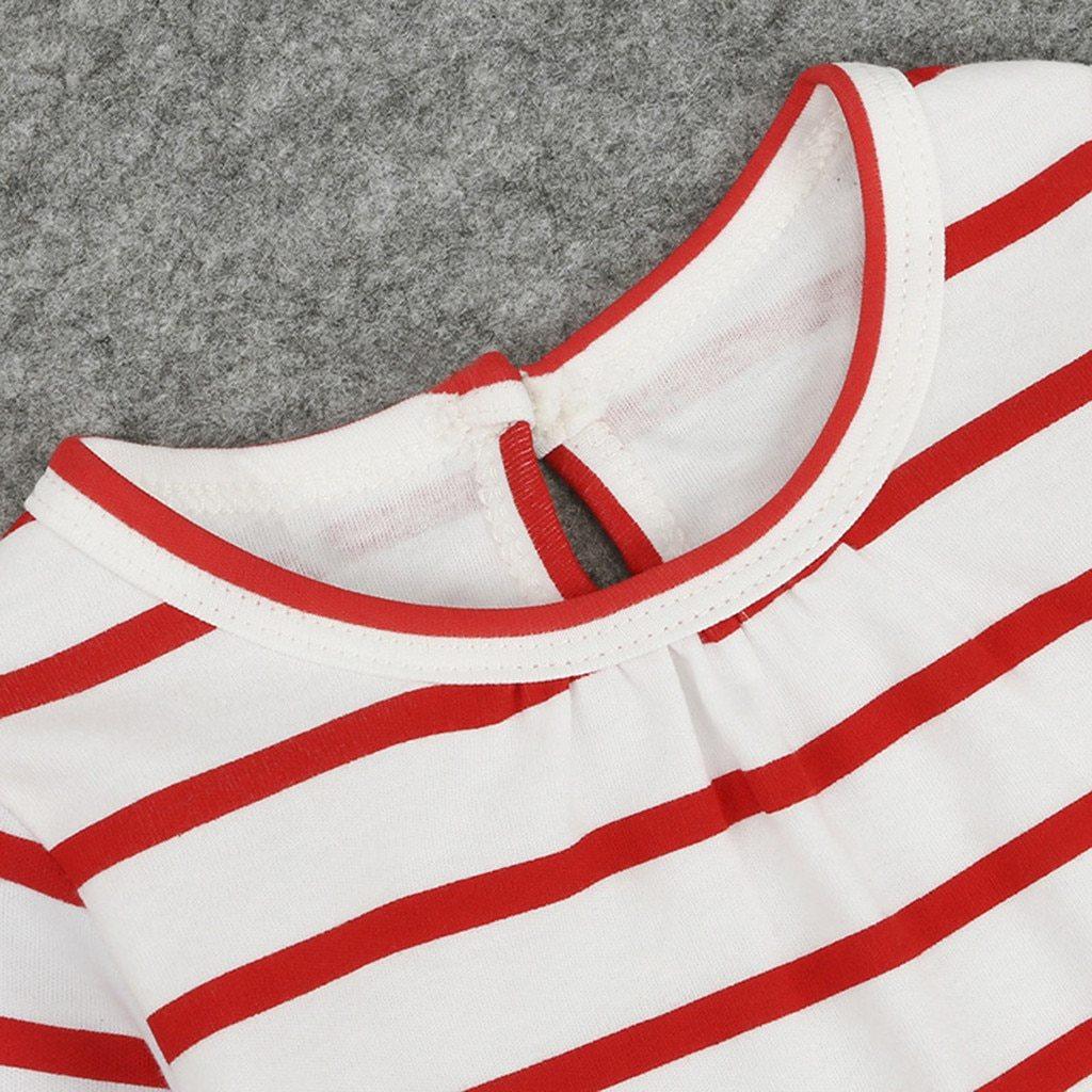 Toddler Girls Christmas Cartoon Deer Stripe Princess Party Dress