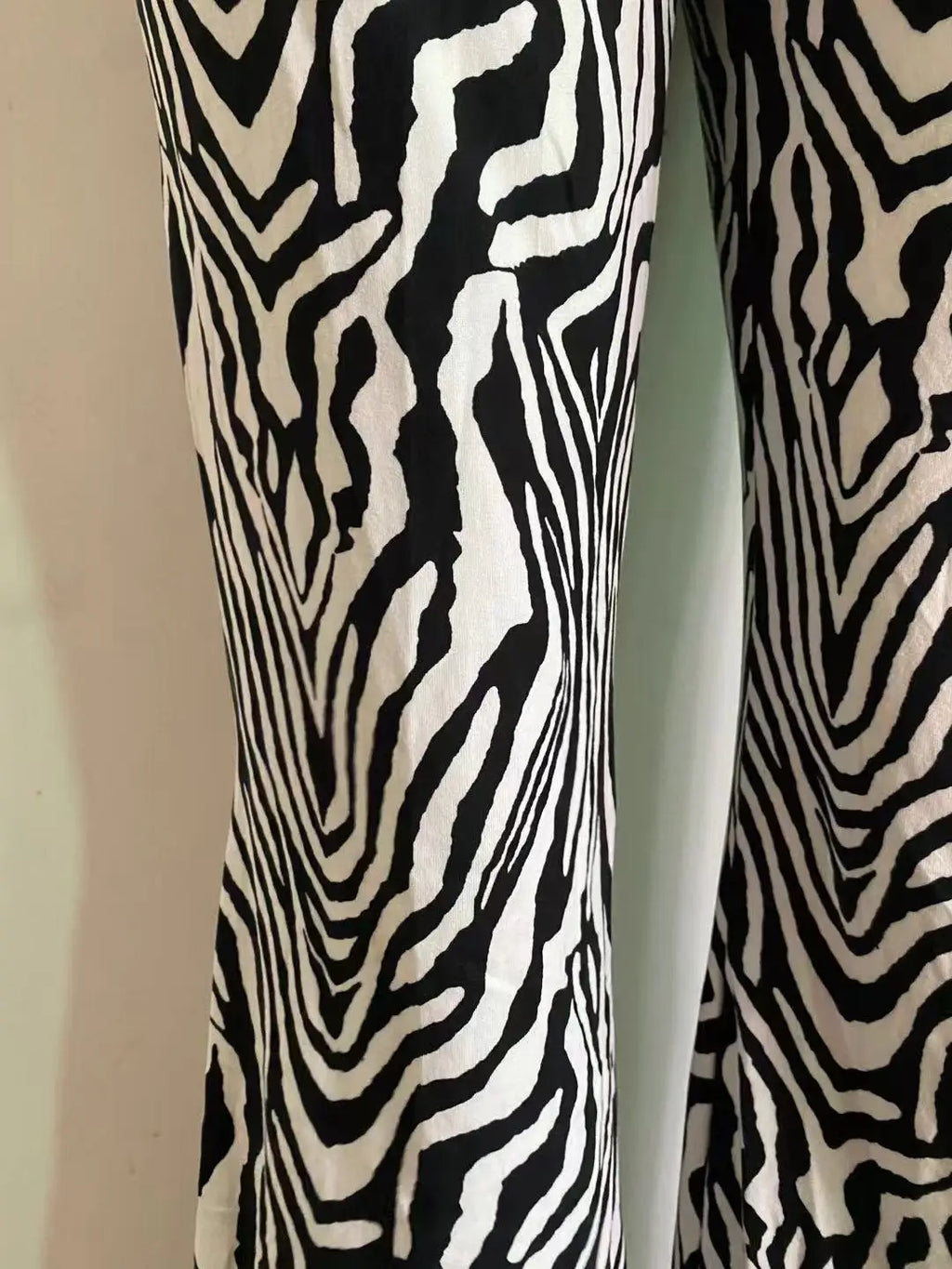 Women's Zebra Print High Waist Wide Leg Pants Casual Trousers - Image 35