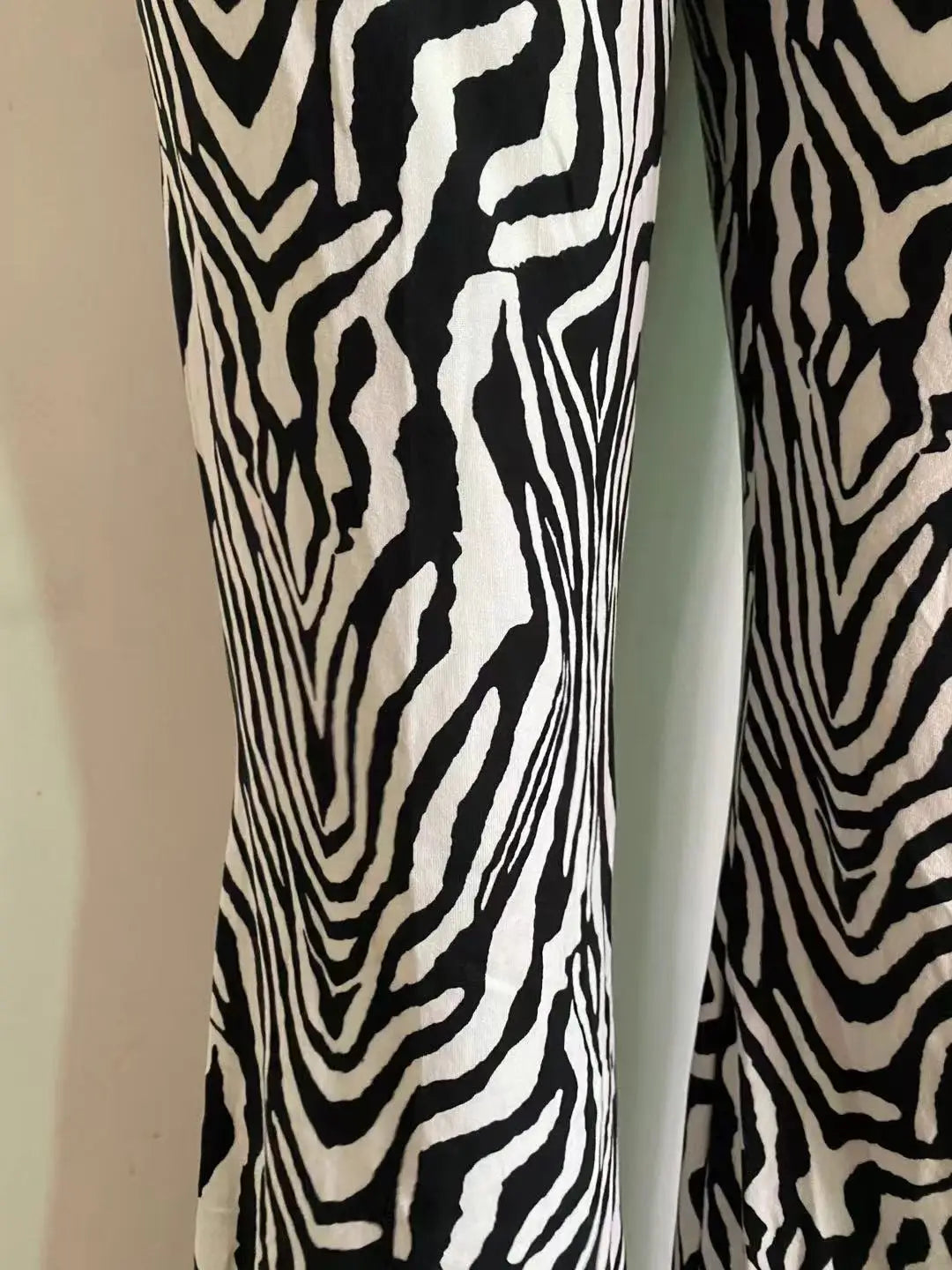 Women's Zebra Print High Waist Wide Leg Pants Casual Trousers - Image 35