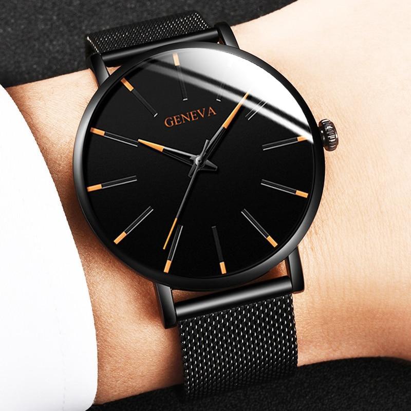 Minimalist Ultra-Thin Men’s Stainless Steel Mesh Quartz Watch